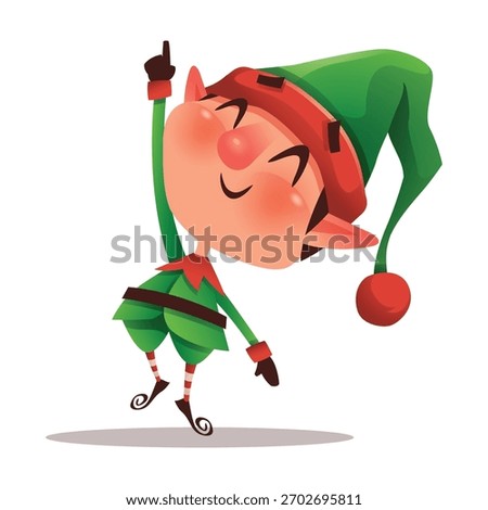 Elf Pointing Upward with Joy
