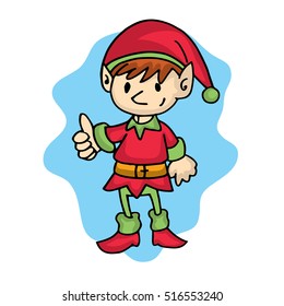 Elf pose cartoon Christmas theme