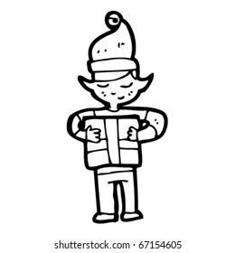 elf with present cartoon