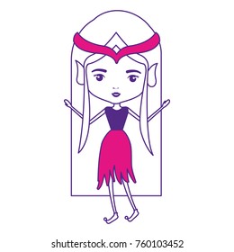 elf princess without wings and hair and dress on color sections silhouette
