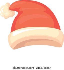 Elf red cap. Christmas santa cartoon hat isolated on white background