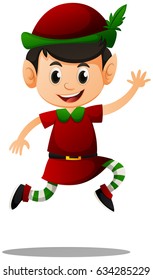 Elf en ilustración de trajes rojos