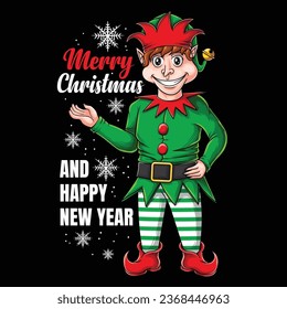 Elf santa character vector illustration for your company or brand