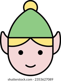 elf santa head holiday xmas Outline