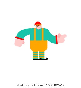 Elf Santa isolated. Little Christmas Helper. Xmas and New Year Vector Illustration