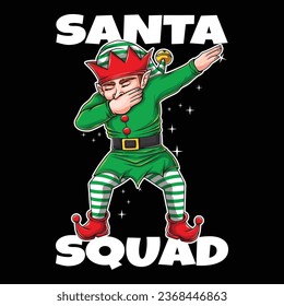 Elf santa squad dabbing dance t shirt design vector illustration for your company or brand