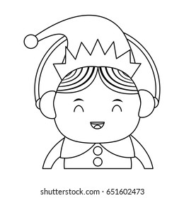 elf or santas helper wearing ear muffs christmas character icon 