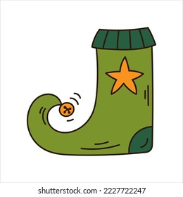Elf shoe doodle. Simple cartoon illustration for Christmas