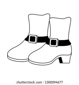 Elf shoes cartoon isolated black and white