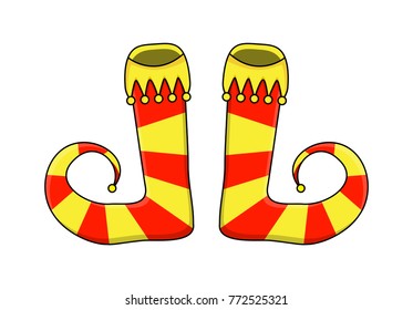 Elf shoes pair stripes design isolated on white background
