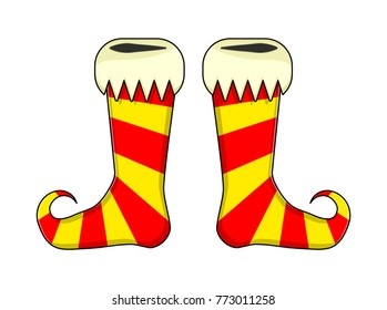 Elf shoes pair stripes design isolated on white background
