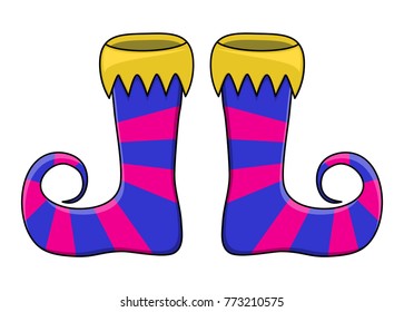Elf shoes pair stripes design isolated on white background