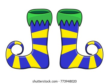 Elf shoes pair stripes design isolated on white background
