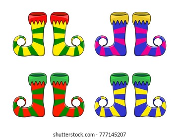 Elf shoes pair stripes design isolated on white background
