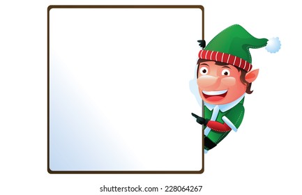 Elf with sign in Christmas 