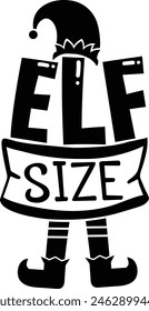 Elf Size Christmas Elf Typography Design