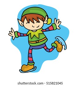 Elf skating cute kid cartoon
