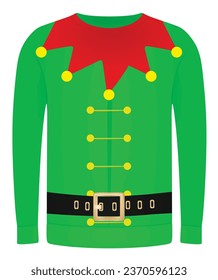 Elf suit sweater. vector illustration