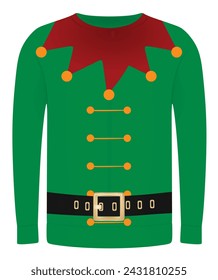 Elf suit sweater. vector illustration