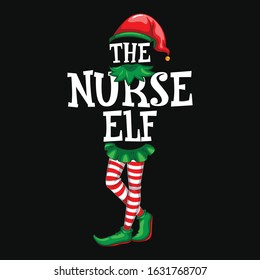 Elf themed nurse t-shirt design. Good for Christmas or x-mas t-shirt print.