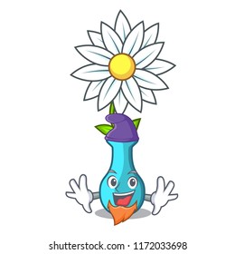 Elf vase with bouquet of beautiful cartoon
