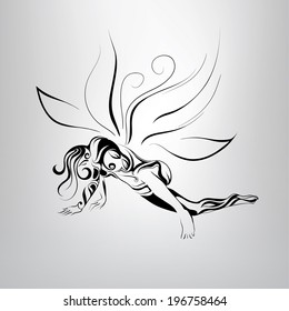 Elf with wings from a flower. vector illustration