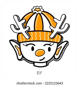 Elf and winter icon concept