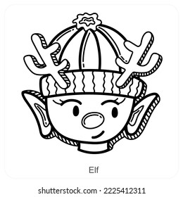 Concepto de icono de Elf e invierno