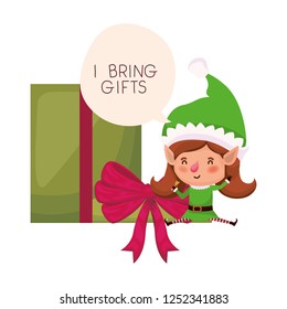 elf woman with gift box avatar character