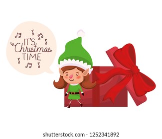 elf woman with gift box avatar character