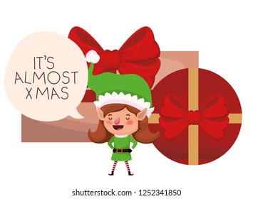 elf woman with gifts boxs avatar character