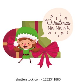 elf woman with gifts boxs avatar character