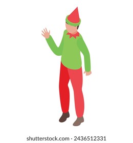 Elfin magical creature icon isometric vector. Yuletide Santa elf helper. Cheerful merry Christmas dwarf