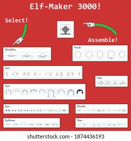 "Elf-Maker 3000" character creator. Assemble pre-drawn components to create a unique elf character for profile images.