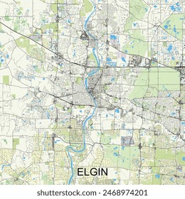 Elgin, Illinois, United States map poster art