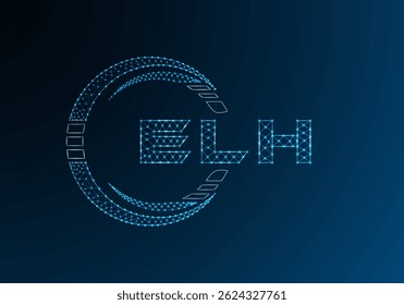 ELH low poly letter logo vector design. ELH lower poly logo design. Low poly logo.