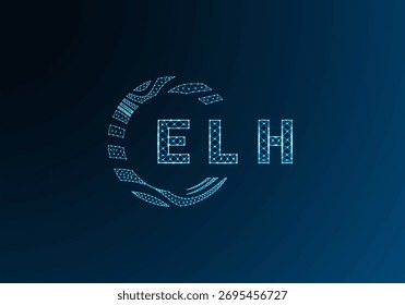 ELH diseño de Vector de logotipo de letra de polietileno baja. ELH diseño de logotipo de poliéster inferior. ELH diseño único de logotipo de baja poli.