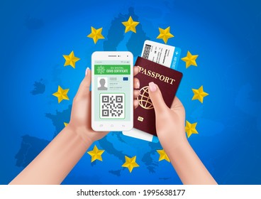 Eligibility to travel within the European Union during the Covid-19 pandemic. Mobile application with confirmation of receipt of the vaccine against Covid-19 and a health passport.