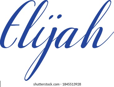 Elijah-Male Name Cursive Calligraphy Blue Color Text on White Background