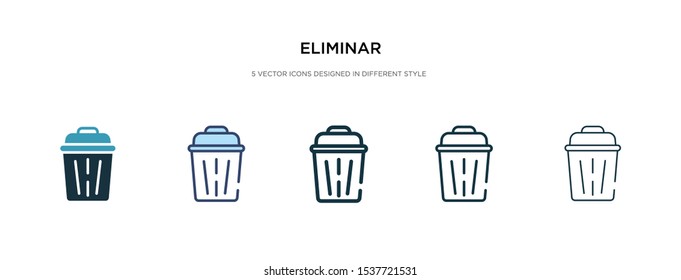 eliminar icon in different style vector illustration. two colored and black eliminar vector icons designed in filled, outline, line and stroke style can be used for web, mobile, ui