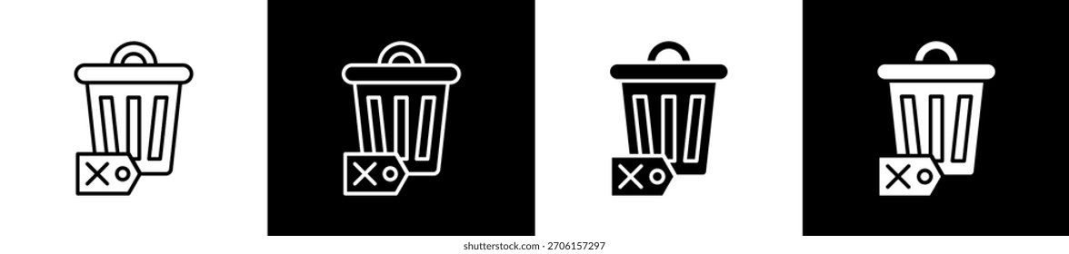 Elimine el icono de deuda establecido en línea y estilo de glifo sobre fondo blanco y negro