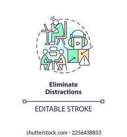 Eliminate distractions concept icon. Developing opportunities for communication abstract idea thin line illustration. Isolated outline drawing. Editable stroke. Arial, Myriad Pro-Bold fonts used