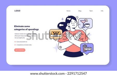 Eliminate some categories of spendings to optimize your expenses. Useful guidance for efficient household budgeting and economy. Family budget expenses management. Flat vector illustration