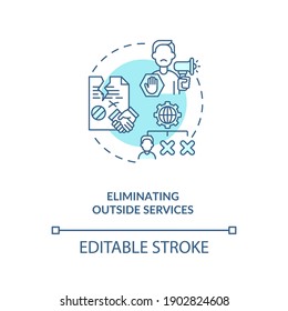 Eliminating outside services concept icon. Cost reduction strategy idea thin line illustration. Reducing unnecessary costs. Profit grow. Vector isolated outline RGB color drawing. Editable stroke