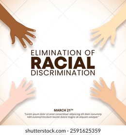 Elimination Of Racial Discrimination Day design with colorful hands