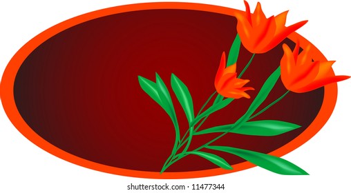 Elipse frame with red tulips