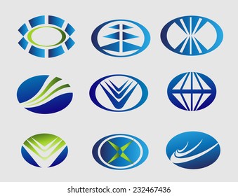 Elipse logo oval symbol set 