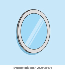 espejo elipse colgado en el diseño del vector de pared