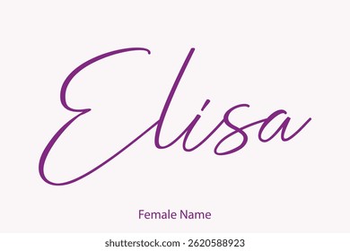 Elisa Baby Girl Name In Stylish Cursive Typography Text