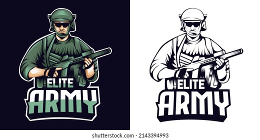 Elite Army Mascot Esport Logo